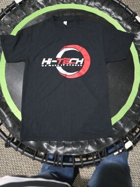 Jerzees Black Hi-Tech Graphic Tee with Red and White Logo